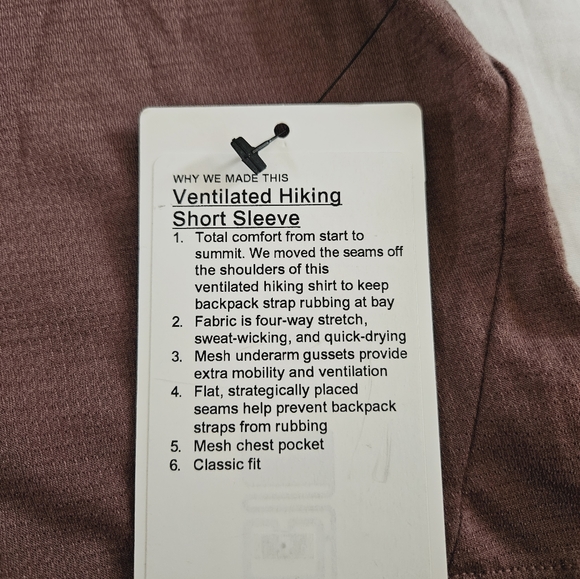 Lululemon Ventilated Hiking Short Sleeve Shirt DKOX Dark Oxide Brown Men’s M - Picture 3 of 6